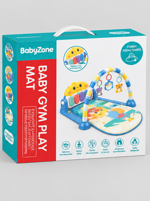 Ibi-Irn Kick & Play Musical Baby Gym Mat with Piano Pedal & Hanging Rattles 698-93
