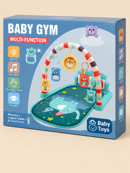 Multi-Function Kick & Play Piano Baby Gym Mat with Overhead Activity Arch
