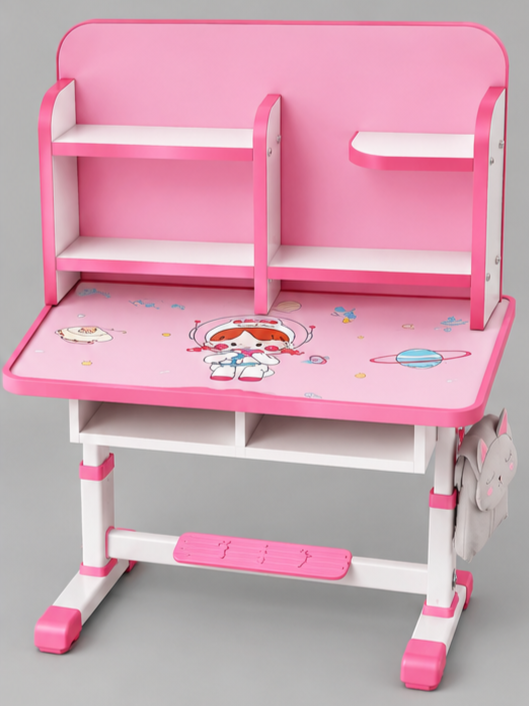 Ergonomic Kids Study Desk & Chair Set with Multi-Tier Bookshelf