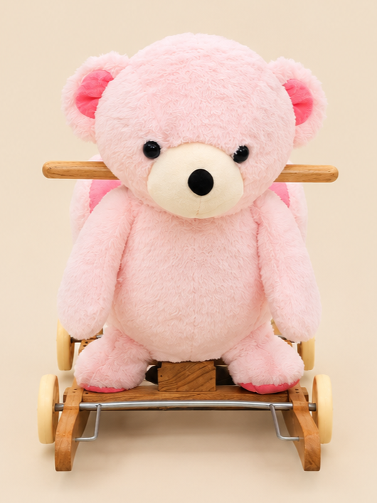 Plush Teddy Bear 2-in-1 Rocking Horse with Wheels