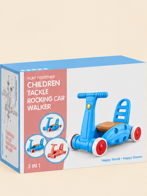 3-in-1 Children Tackle Rocking Car & Walker Ride-On