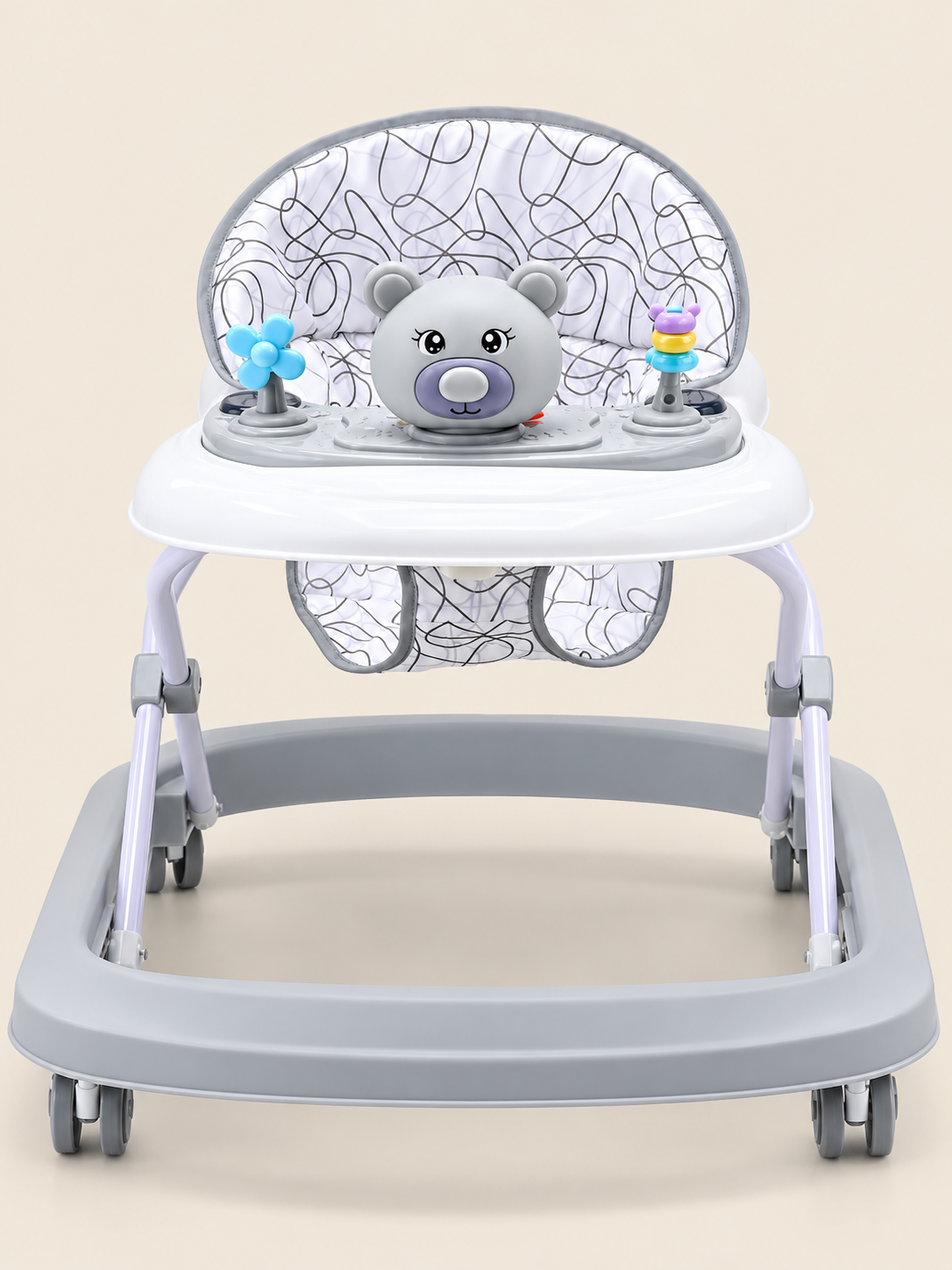 Bear Activity Musical Baby Walker with High-Back Cushion