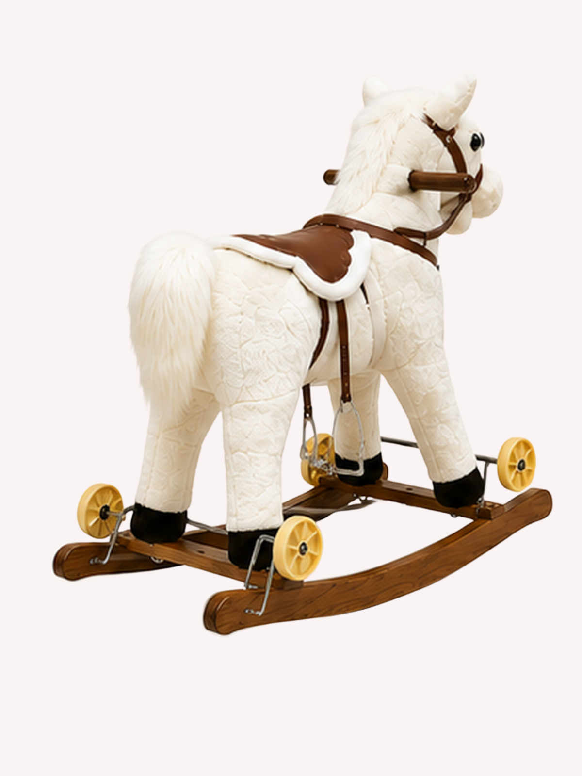 2-in-1 Plush Rocking Horse & Rolling Ride-On Toy with Wheels