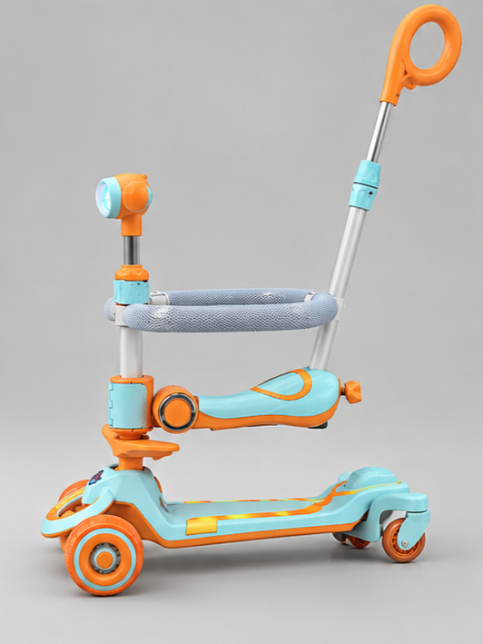 3-in-1 Kids Scooty with Parent Push Handle, Music & Lights