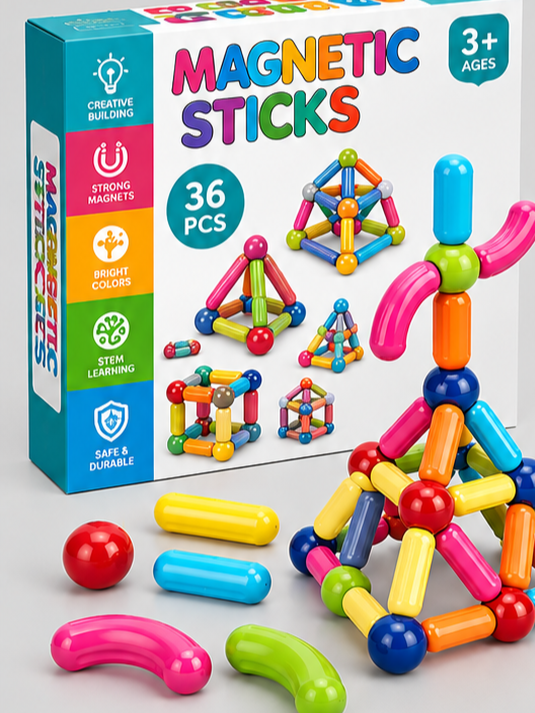 36-Piece Magnetic Sticks & Balls Building Block Set
