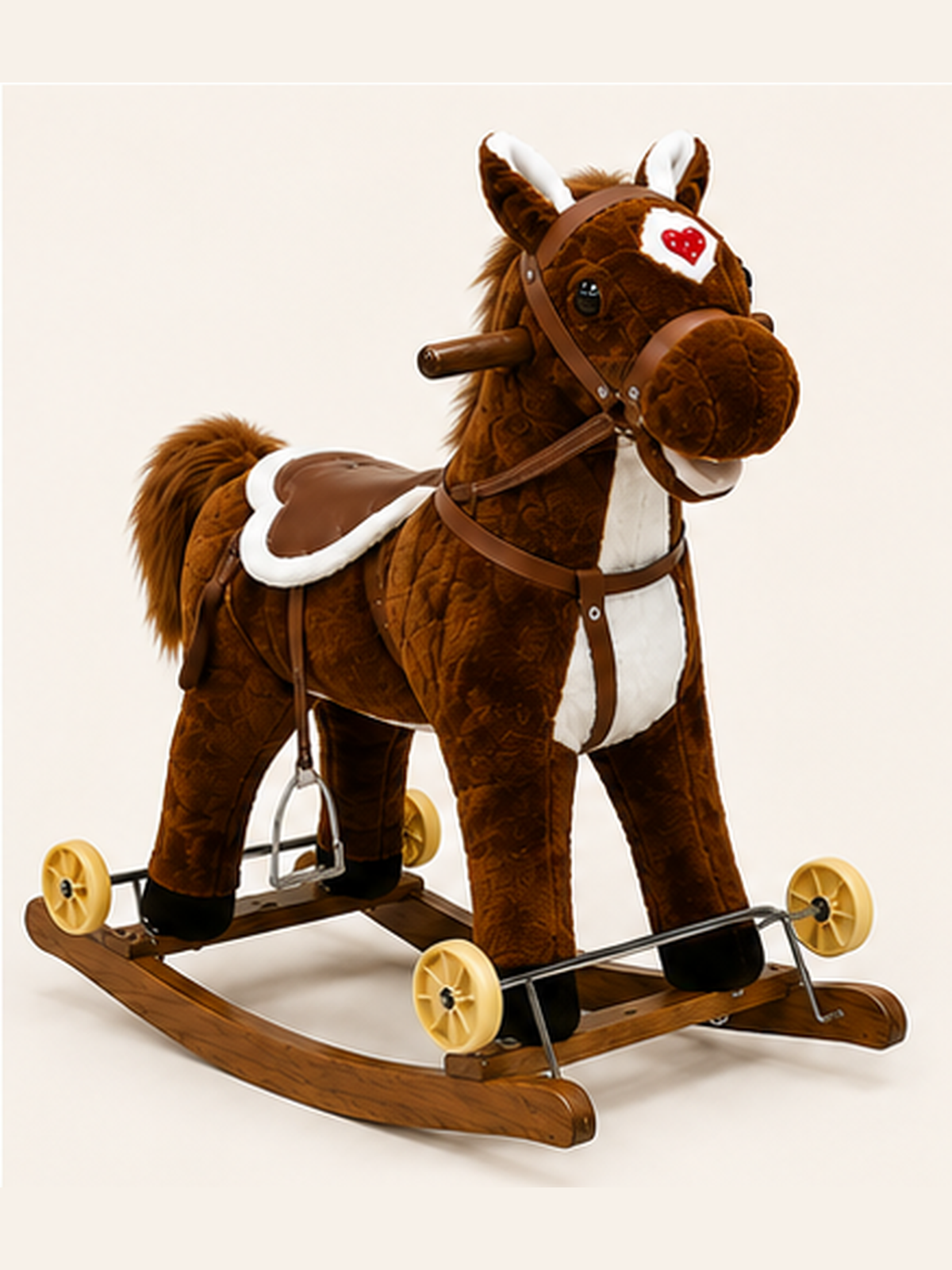 2-in-1 Plush Rocking Horse & Rolling Ride-On Toy with Wheels