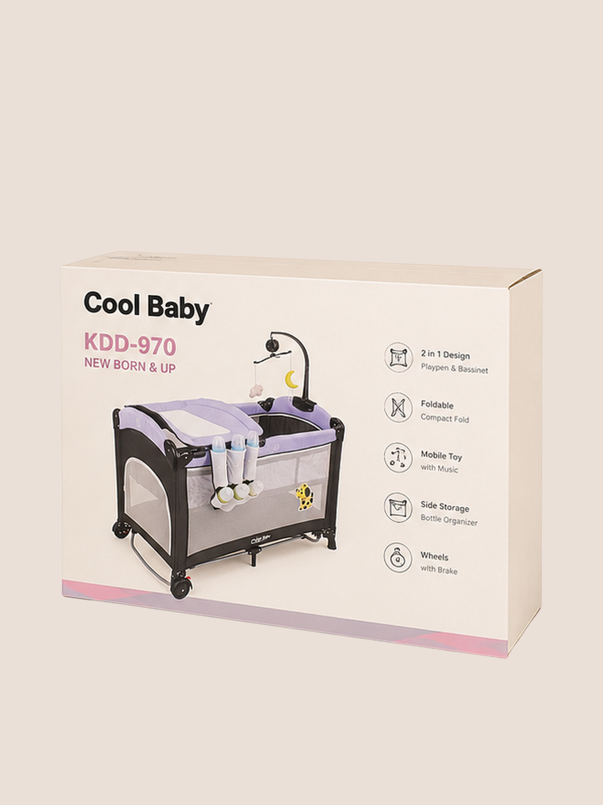 Cool Baby 2-in-1 Foldable Nursery Playpen & Bassinet