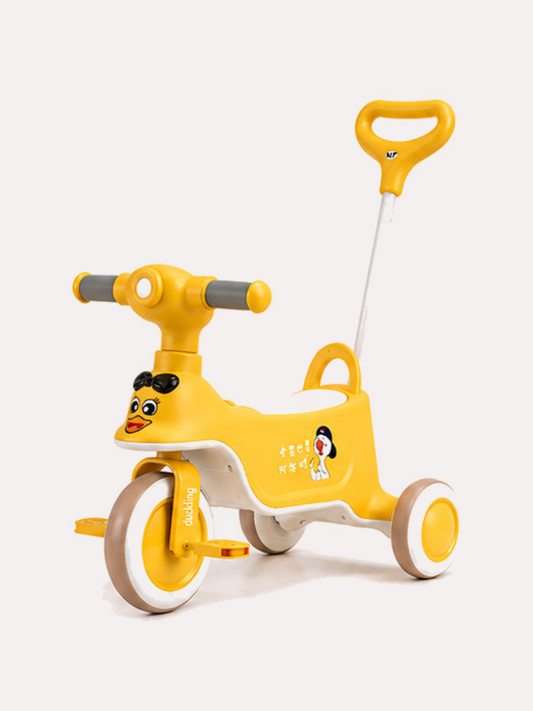 Yellow Duckling 3-in-1 Kids Tricycle & Push Walker Ride-On Toy