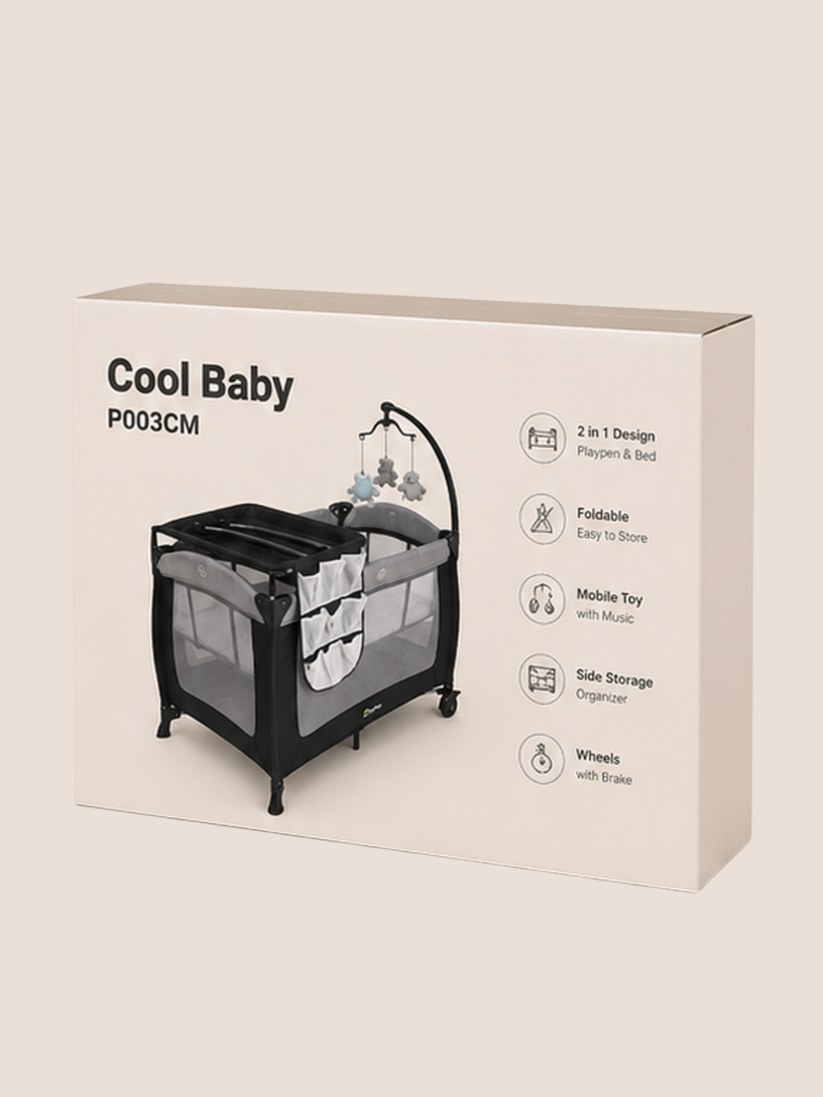 Cool Baby 2-in-1 Foldable Nursery Playpen & Bed