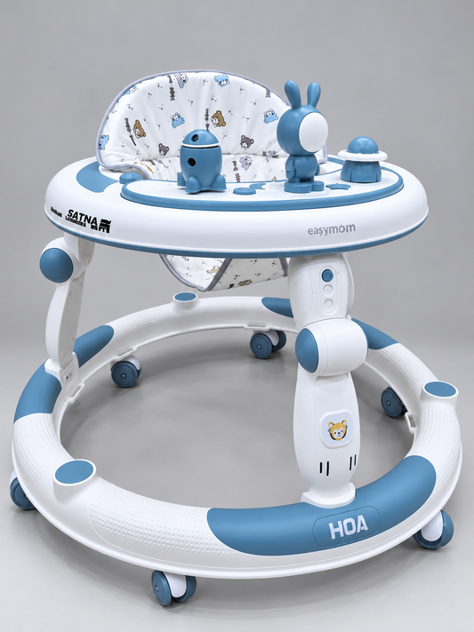 Easy Mom Space Bunny Activity Musical Baby Walker with Swivel Wheels