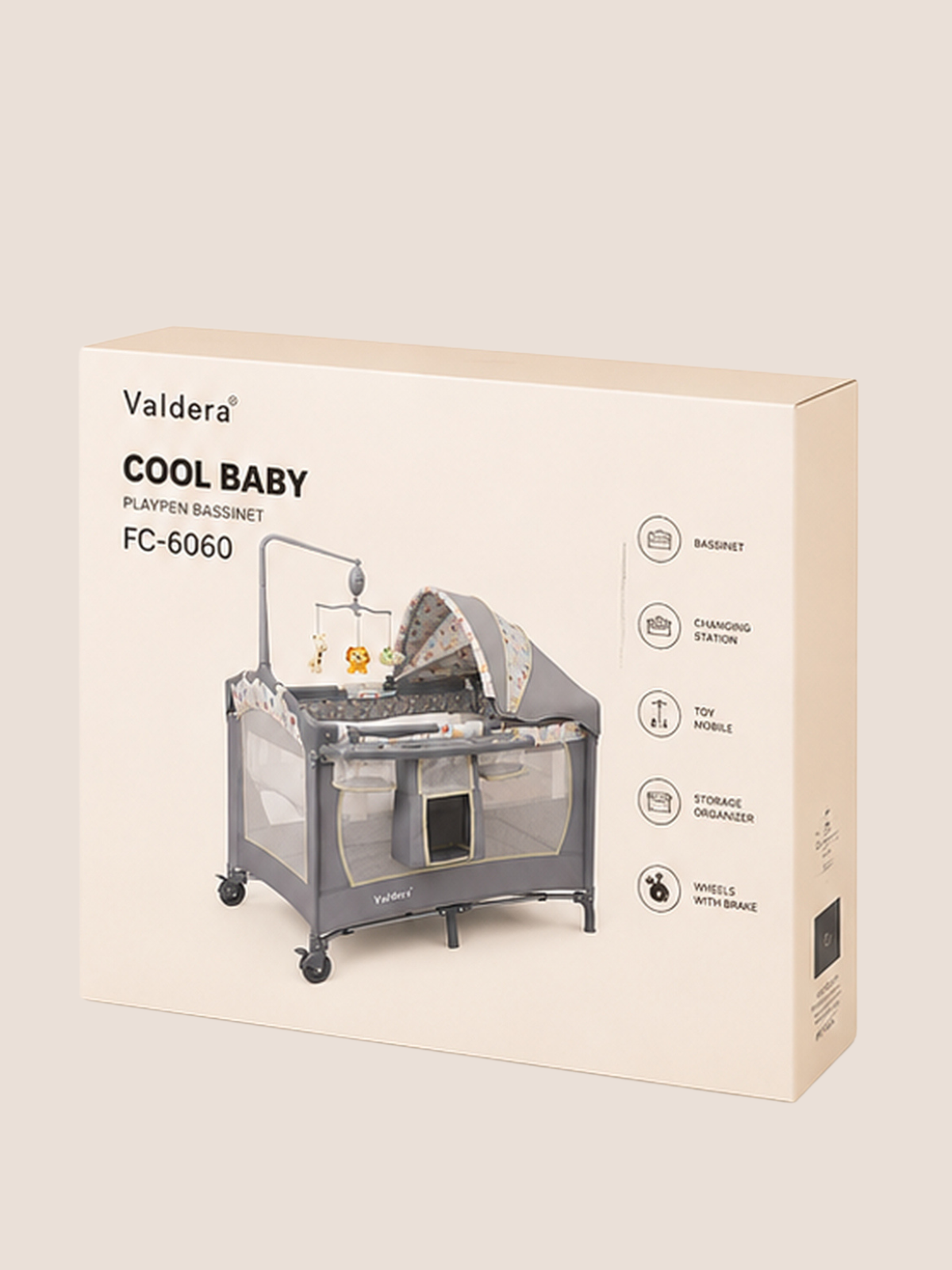 Valdera Cool Baby All-in-1 Playpen & Bassinet Nursery Center