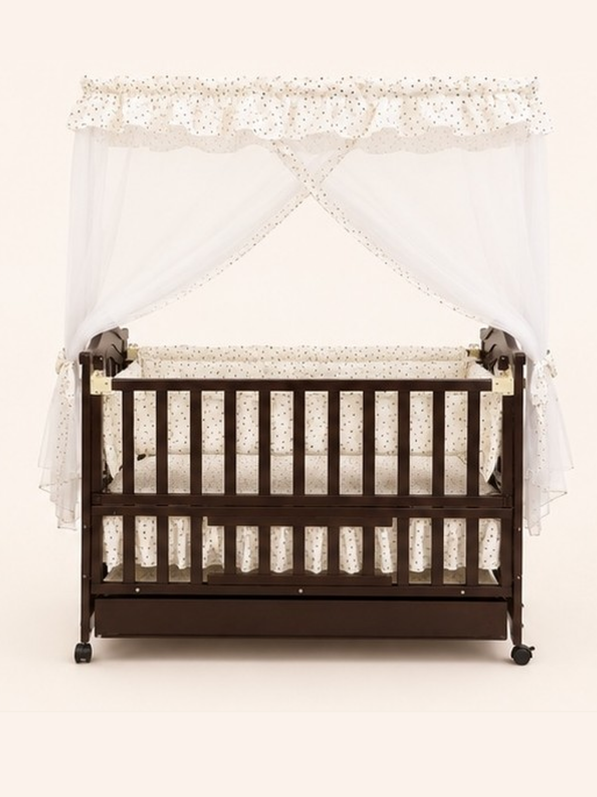 Baby Wooden Cot & Swing Imported Chocolate Brown (BZ618)