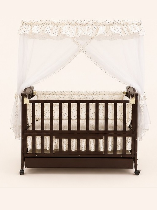 Baby Wooden Cot & Swing Imported Chocolate Brown (BZ618)