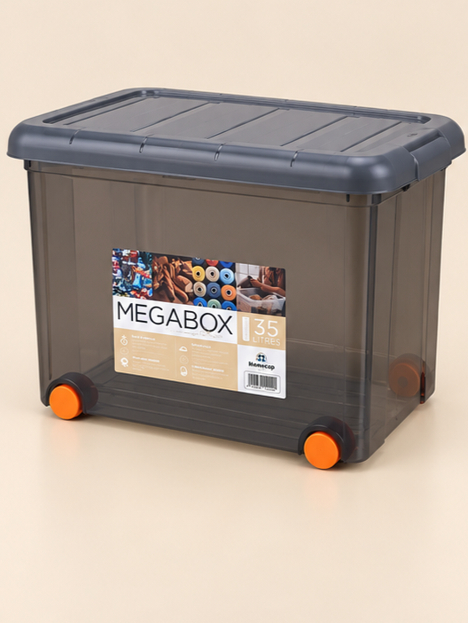 Homeup Megabox Medium 35-Litre Plastic Storage Box with Wheels