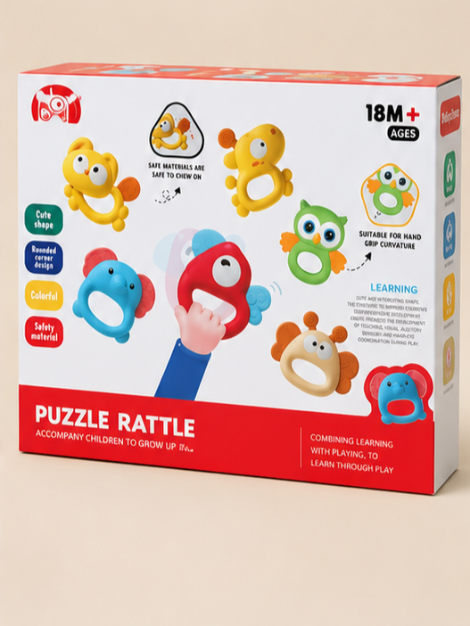 Interactive Puzzle Rattle 6-Piece Toddler Educational Toy Set