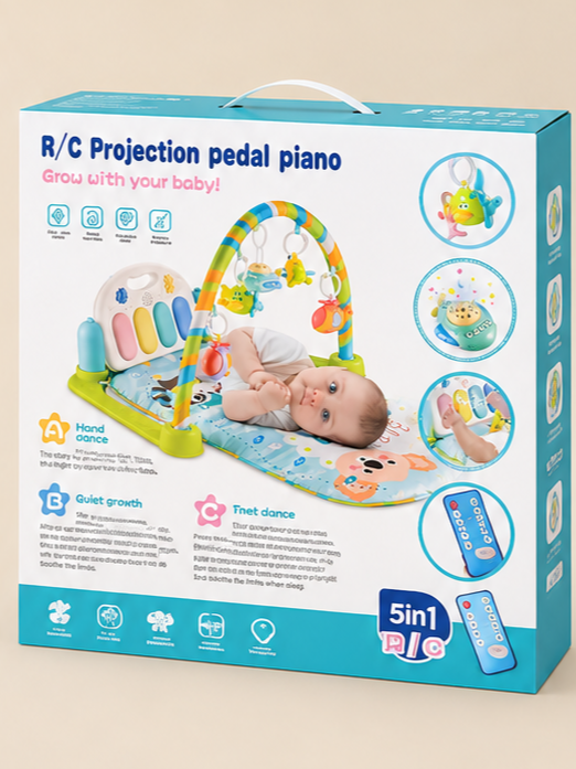 Imported 5-in-1 Remote Control Projection Pedal Piano Baby Gym Mat with Light & Music-9910