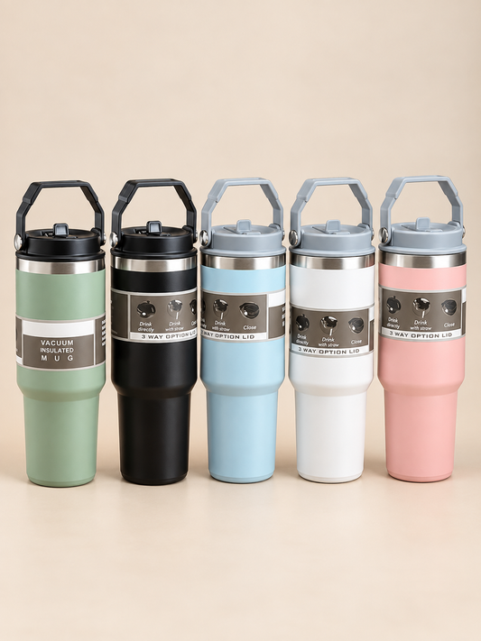 Stainless Steel Vacuum Insulated Tumbler Mug with Carrying Handle