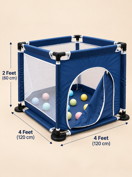 Portable Indoor Safety PlayYard with Zippered Crawl Door