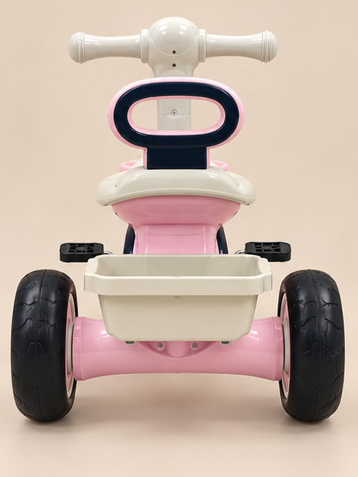 Kids Musical & Light Tricycle with Front & Rear Baskets