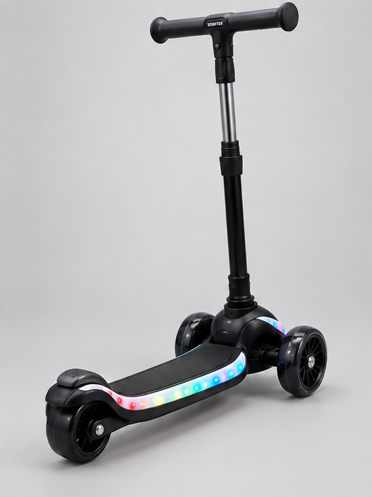 Neon Glow 3-Wheel Kids Kick Scooty with LED Deck & Front Lights