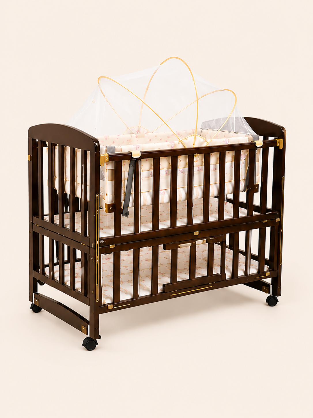 Height Adjustable Wooden Baby Cot (BZ626)
