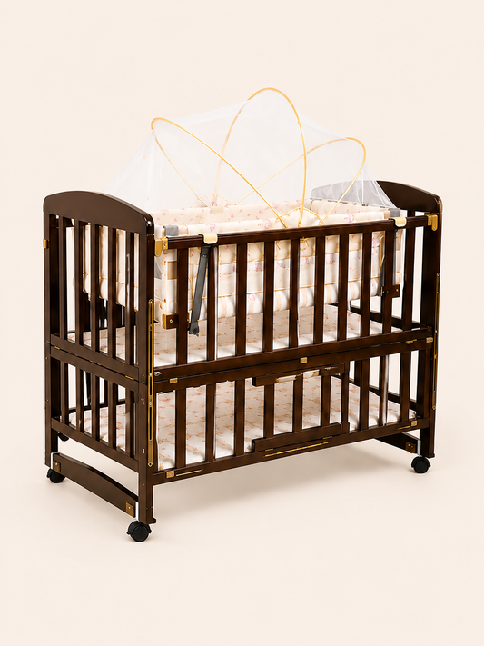 Height Adjustable Wooden Baby Cot (BZ626)