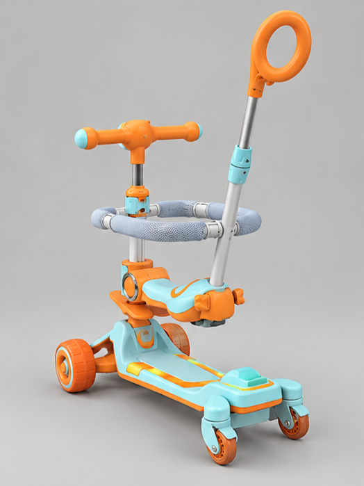 3-in-1 Kids Scooty with Parent Push Handle, Music & Lights