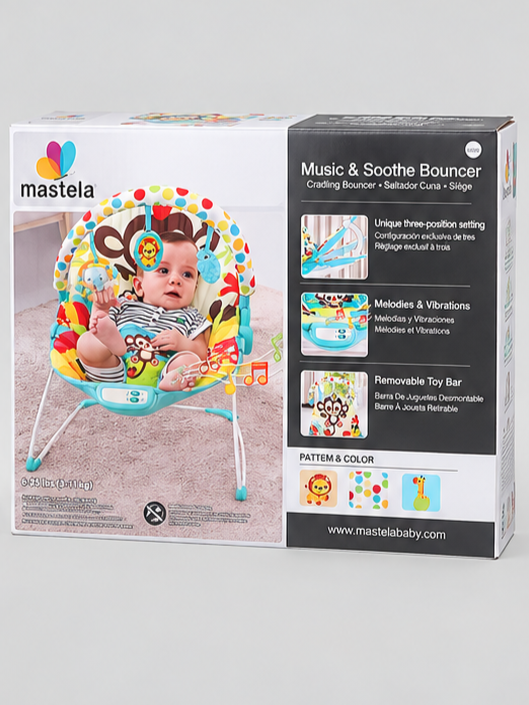Mastela Music & Soothe Cradling Bouncer Seat with Calming Vibration & Toy Bar-Manual