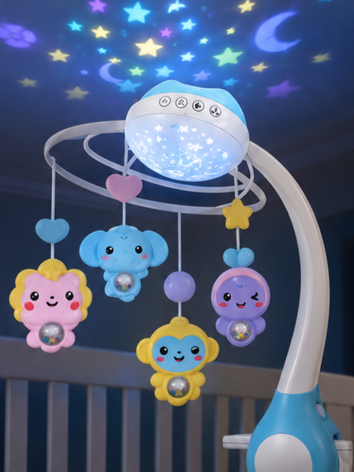 Kids Melody Bluetooth Projection & Night Light Bed Bell Crib Mobile