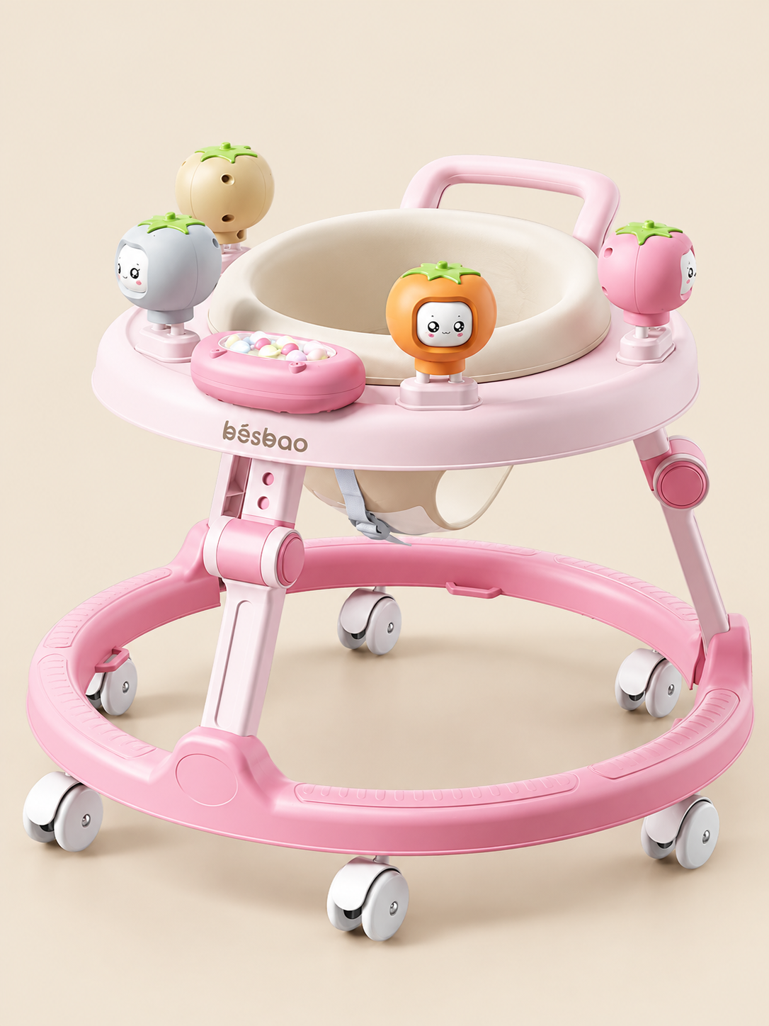 Imported Fruit Activity Musical Baby Walker with Push Bar