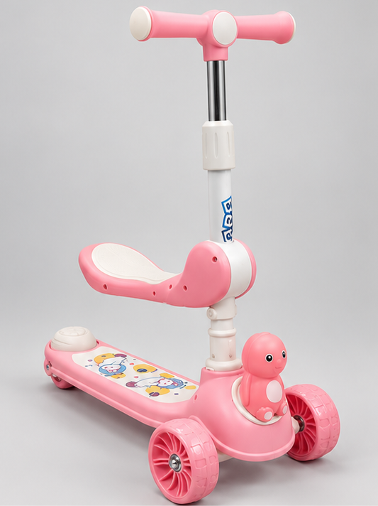 2-in-1 Foldable Seated Kick Scooty with Character Console