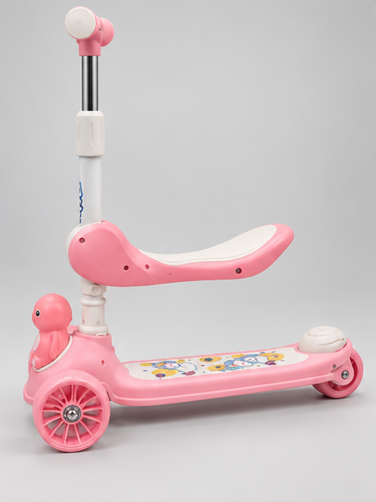 2-in-1 Foldable Seated Kick Scooty with Character Console