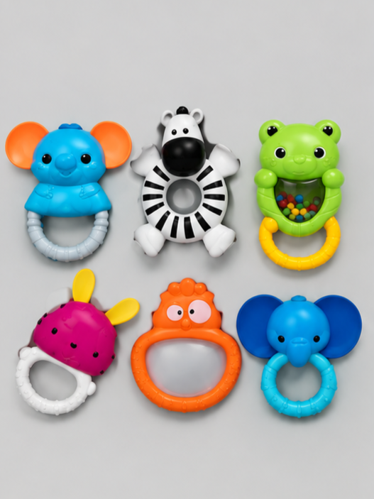Lucky King 6-Piece Animal Friends Baby Rattle & Teether Gift Set