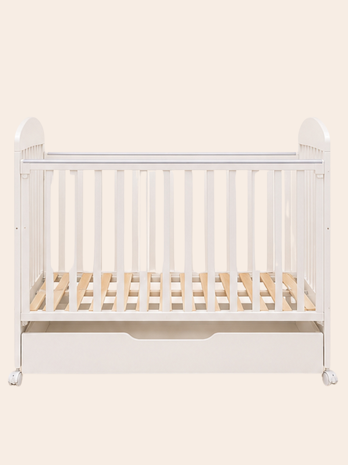 Wooden Baby Cot Bed with Under-Bed Storage Drawer &  Nursery Artwork