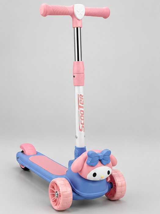 Cute Bunny Character Theme 3-Wheel Kids Kick Scooty with Adjustable Handlebar