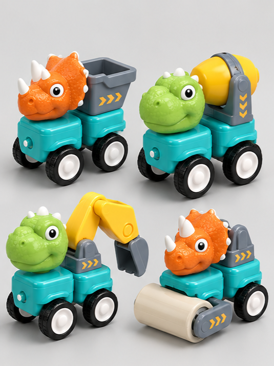58-Piece Dinosaur Magnetic Construction Vehicle Set