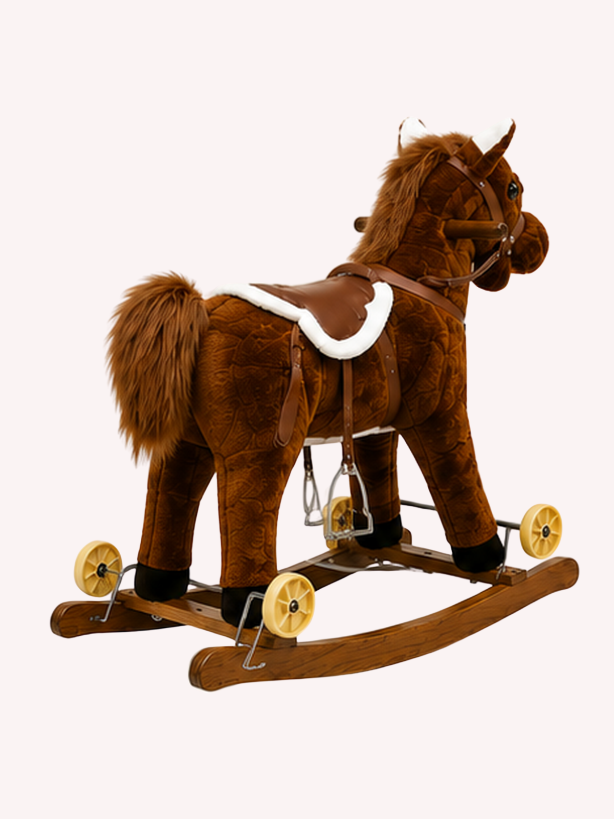 2-in-1 Plush Rocking Horse & Rolling Ride-On Toy with Wheels