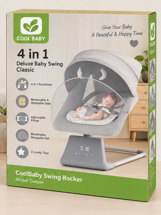 Cool Baby 4-in-1 Deluxe Electric Baby Swing & Rocker Classic