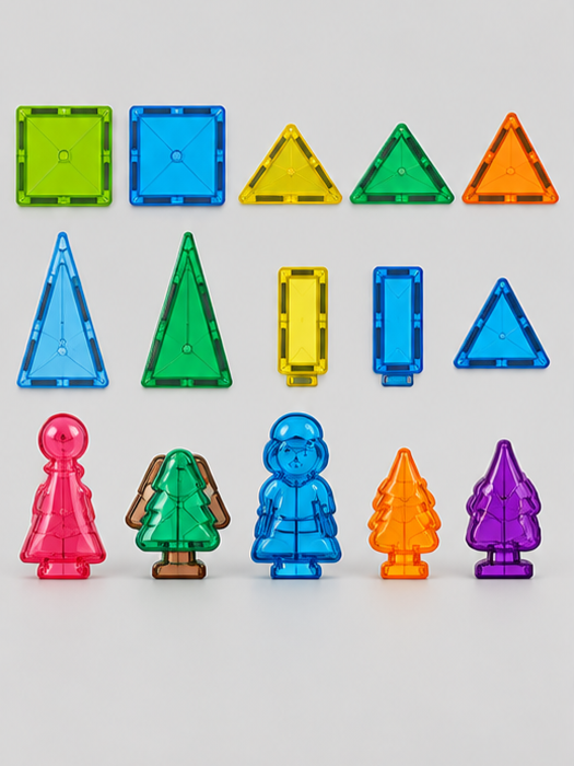 Imported 44-Piece Colorful Dinosaur Magnetic Tiles & Blocks Building Set
