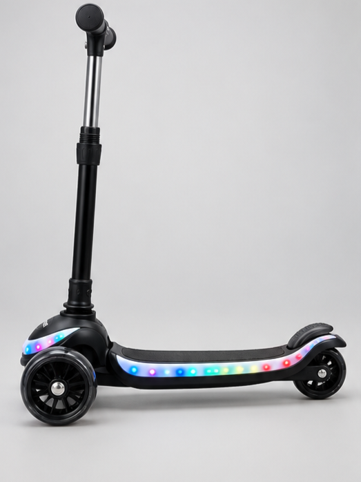 Neon Glow 3-Wheel Kids Kick Scooty with LED Deck & Front Lights