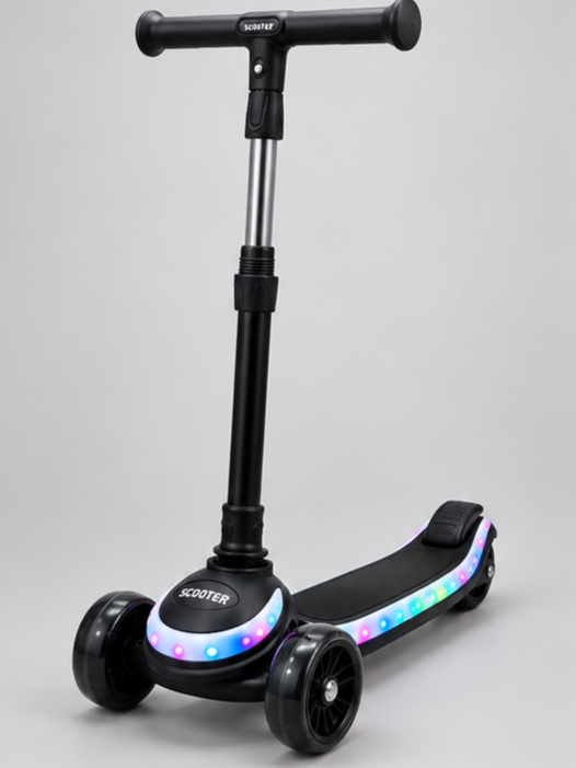 Neon Glow 3-Wheel Kids Kick Scooty with LED Deck & Front Lights