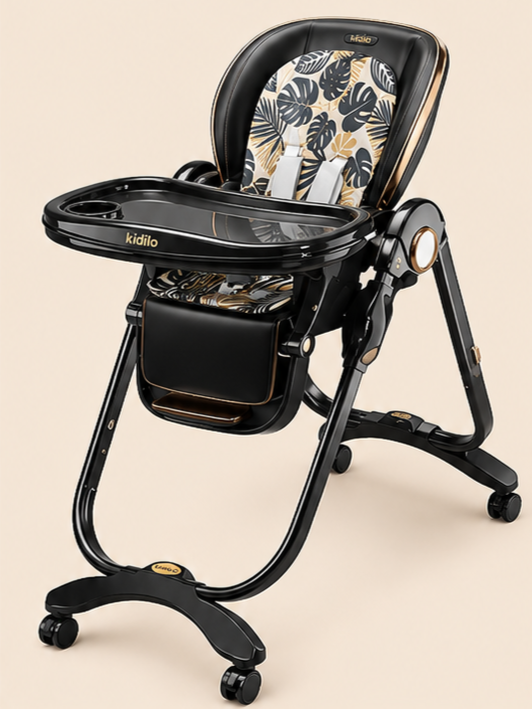Kidilo Adjustable Baby Feeding High Chair with Reclining Seat & Lockable Wheels -  268