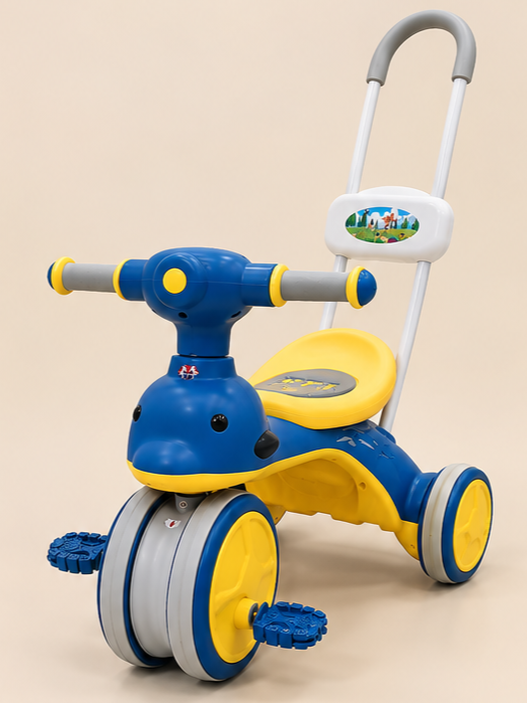 Dolphin Kids Fiber Tricycle with Push Handle