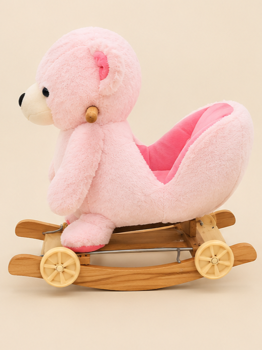Plush Teddy Bear 2-in-1 Rocking Horse with Wheels