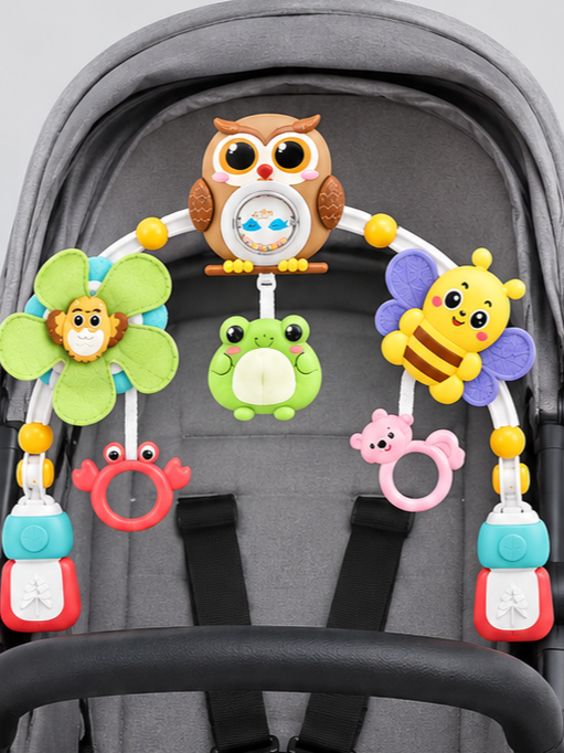 Adjustable Baby Stroller Arch Toy with Rattle Pendants 3M+