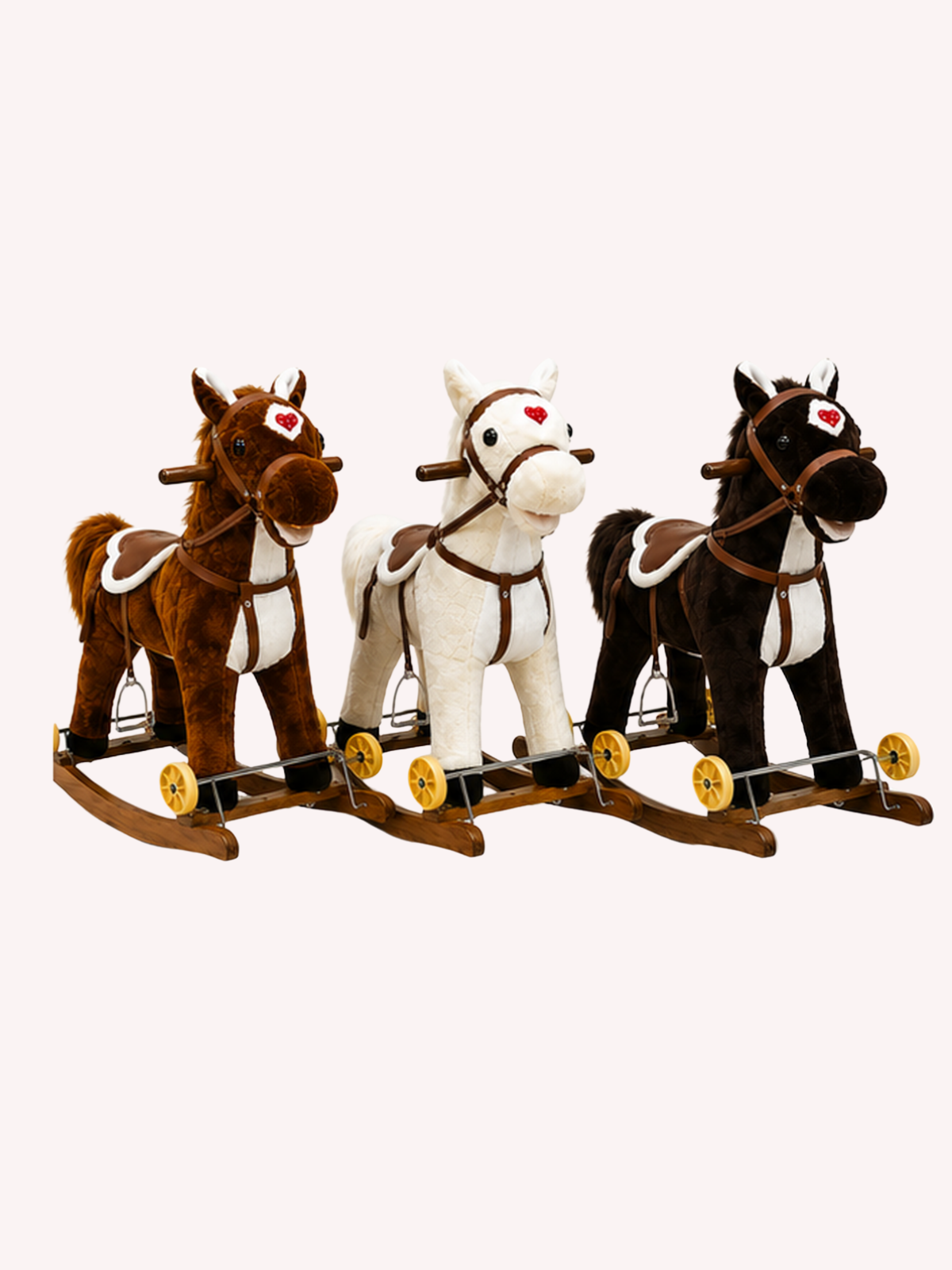 2-in-1 Plush Rocking Horse & Rolling Ride-On Toy with Wheels