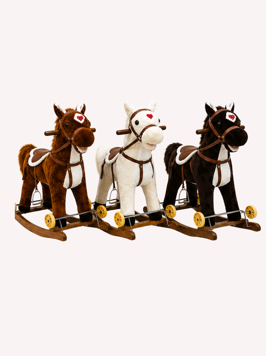 2-in-1 Plush Rocking Horse & Rolling Ride-On Toy with Wheels