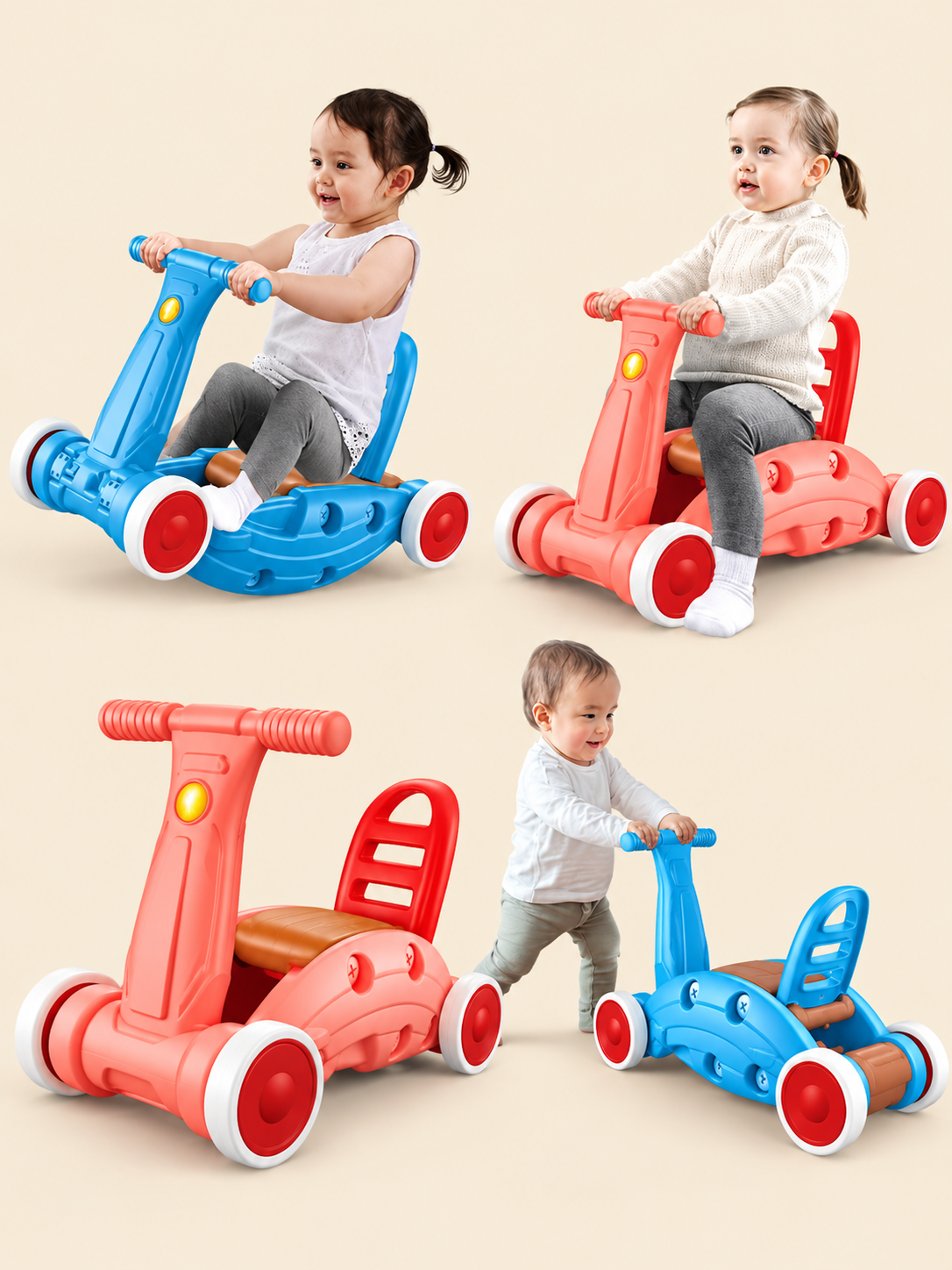 3-in-1 Children Tackle Rocking Car & Walker Ride-On