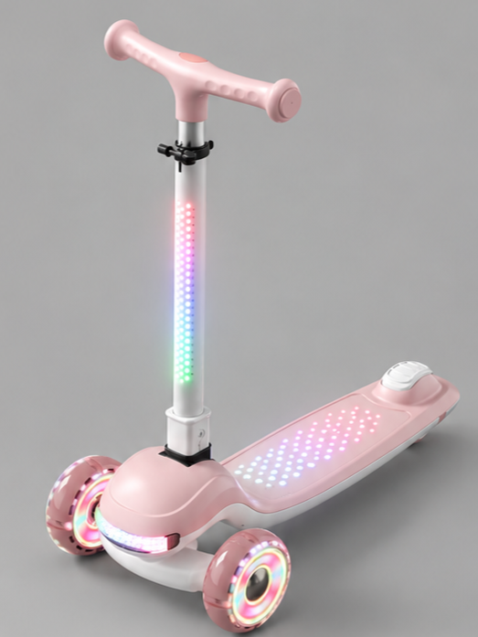 3-Wheel Kick Scooter with LED Light-Up Stem & Deck