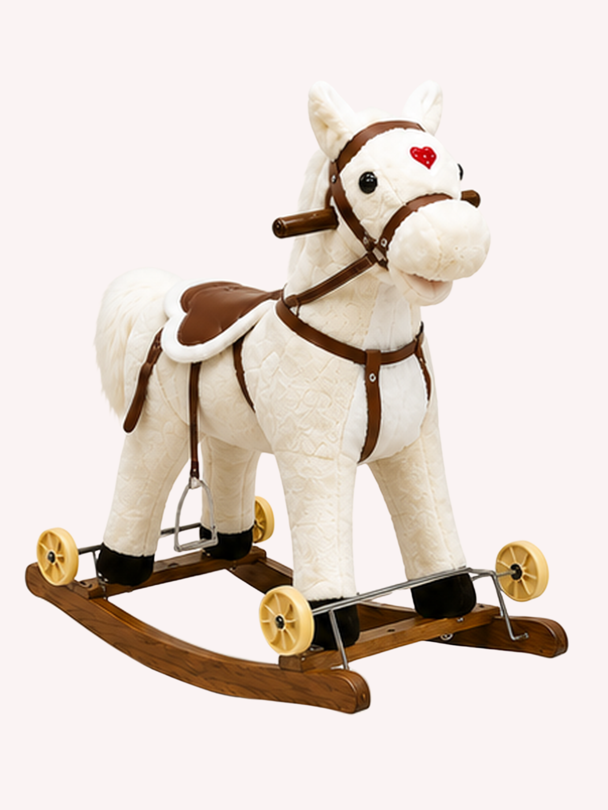 2-in-1 Plush Rocking Horse & Rolling Ride-On Toy with Wheels